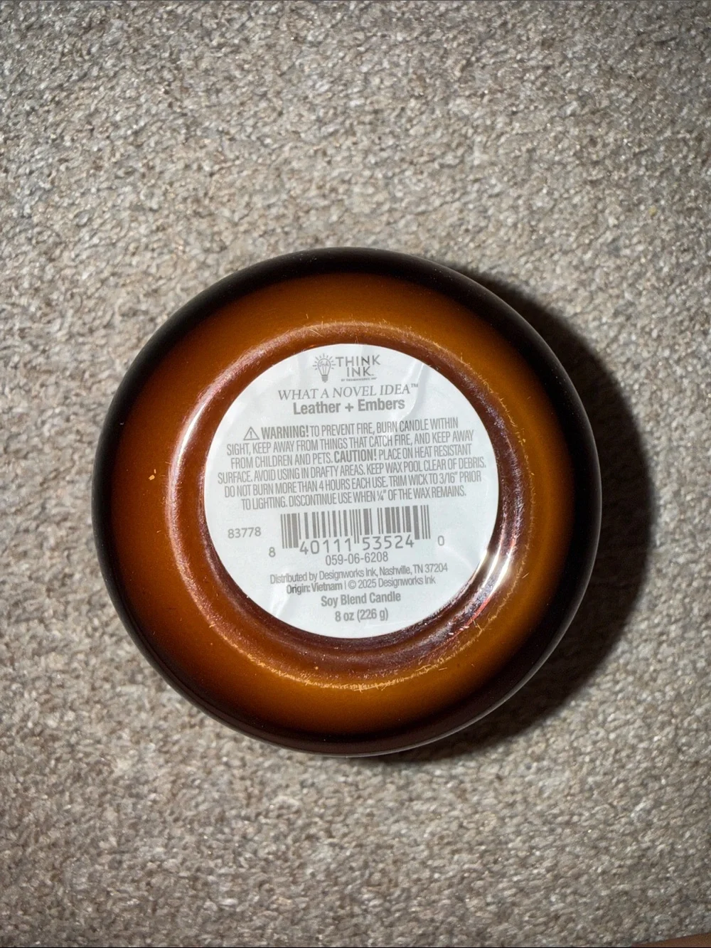 Target Bookish Candle - Amber Brown Glass with Light Wood Lid